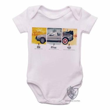 Imagem de body nenê criança roupa bebê De volta para o futuro DeLorean em quadro