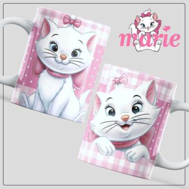 Imagem de Caneca de porcelana - Gatinha Marie - Desenho Rosa - LIVE