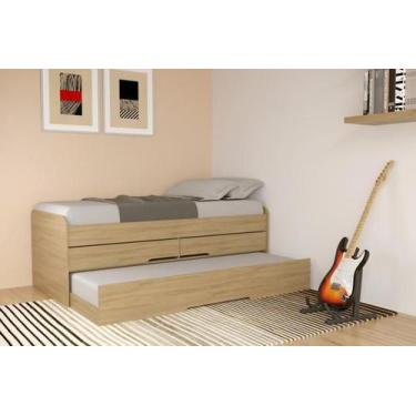 Imagem de Cama com auxiliar + baú colchão 0,88 juliette vanilla - village móveis