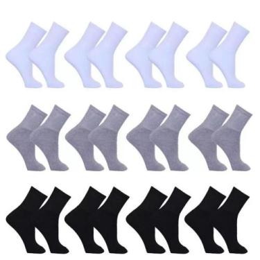 Imagem de Meias Masculina Cano Longo Sport Kit 12 pares Algodão - MCLUBE, Preto,
