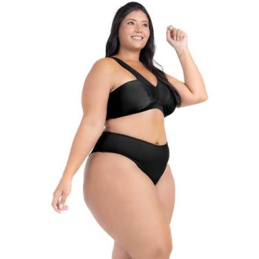 Imagem de Biquini Cós Alto Sustentação Plus Size Alças Largas Decote - HYPE MODA