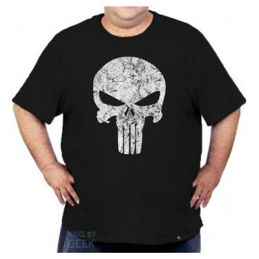 Imagem de Camiseta Caveira Plus Size Justiceiro Grande Série Geek - KING OF GEEK