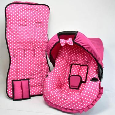 Imagem de Capa de bebê conforto e capa carrinho - pink bola branca - ALAN PIERRE