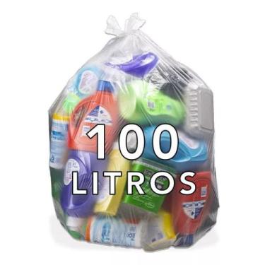 Imagem de Saco de Lixo Transparente 100 Litros com 100 unidades - Casa Limpa