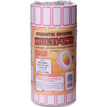 Imagem de Etiqueta Adesiva Multiuso Nº6 39X20MM - Pacote com 5 Rolos (2.500 Unid