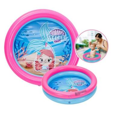 Imagem de Piscina Inflável Infantil 21L Com 2 Anéis Estampas Redonda  - DM TOYS,