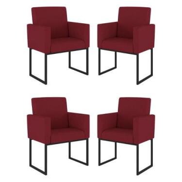 Imagem de Kit 04 Cadeiras Poltrona Decorativa para Sala Quarto Preto - Balaqui D