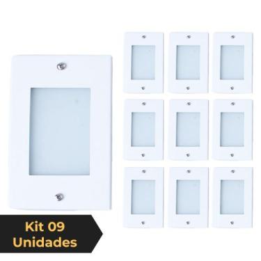 Imagem de Kit 9 Balizador de Embutir Escada Parede Branco 4x2 Alumínio - Ilumina