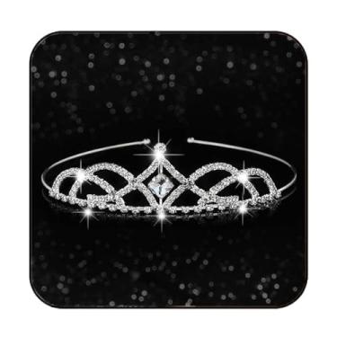 Imagem de Kilshye Tiara de princesa Tiaras e coroas de cristal prateado com strass, tiara de formatura, fantasia de aniversário, acessórios de cabelo para mulheres e meninas, 5.51*4.33*1.45 inches, Strass