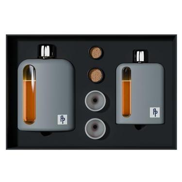 Imagem de Ragproper Garrafa de vidro moderna para homens | Forros de tampa de cortiça e silicone | Aderência firme | Bordas curvas | Frasco coberto de silicone durável para uísque | Licor | Sprits | 100 ml