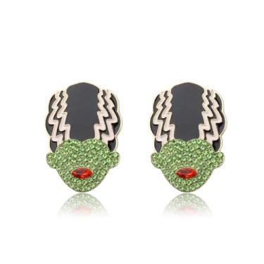 Imagem de Brincos de noiva Frankenstein com inspiração em filmes de terror e monstros para presente assustador de Halloween, CM, Sem pedra preciosa