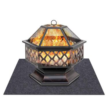 Imagem de Tapete para lareira — Tapete para churrasqueira a gás, retardante, resistente ao calor, tapete de brasa, tapete para defumador elétrico, sob o fogão, protege seu deck, terraço, gramado ou acampamento de brasas, reutilizável, suporte à prova d'água (91,4 cm x 91,4 cm)