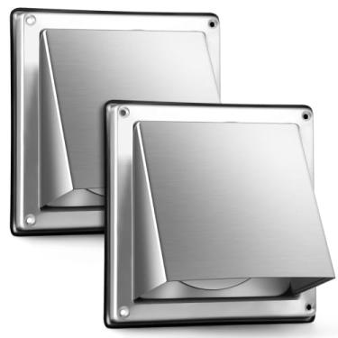 Imagem de Gisafai 2 peças de tampa de ventilação para secador, saída de secadora de aço inoxidável, extrator externo, saída de parede, aba, aba, antiderrapante, com juntas de vedação de borracha para