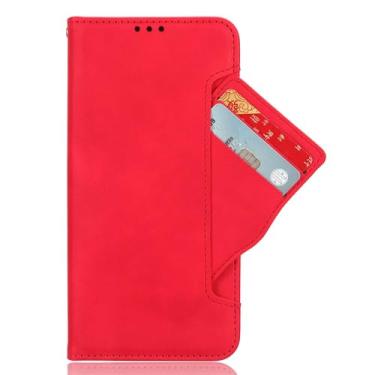 Imagem de Capas Compatível com Tecno Pova 6 Neo 5G,Design de pé Leather Flip Case com slots de cartão de carteira.Capas para Tecno Pova 6 Neo 5G-Red