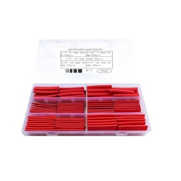 Imagem de FAFEFC Kit de tubos termorretráteis de 100 peças, tubulação de grau marítimo 3: 1, tubulação da indústria automotiva, fio retrátil de fio, tubo elétrico termorretrátil, kit de tubulação forrada com