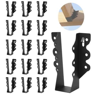 Imagem de 16 cabides de viga de 2 x 15 cm, para cabides de viga, revestidos com pó preto, suportes de gravata para piso e treliças de teto