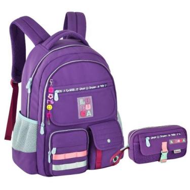 Imagem de Kit Mochila e Estojo Escolar Juvenil Da Youtuber Luluca - Clio, Lilás