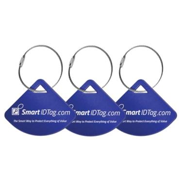 Imagem de Dynotag® Express Series Solid Metal Web Enabled Smart Bag Tag ID + laço de aço, alumínio anodizado com DynoIQ™ & Lifetime Recovery Service (azul)