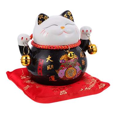 Imagem de Happyyami Cerâmica Maneki Neko 4. 5 Polegadas Fortuna Gato Cofrinho 2 Peças Japonês Braço Acenando Estátua De Gato Para Receber Riqueza