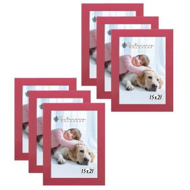 Imagem de Kit 6 Molduras Porta Retrato 15X21 Rosa - Santamaria Molduras