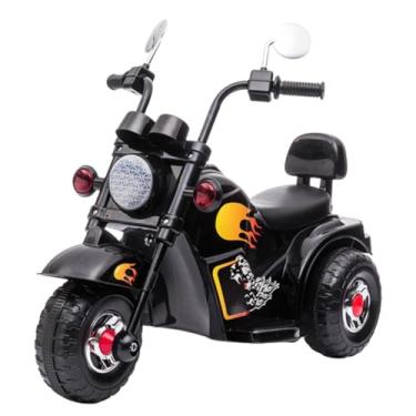 Imagem de Mini Moto Motocicleta Elétrica Preta Infantil 6V com Som Luz Retrovisor