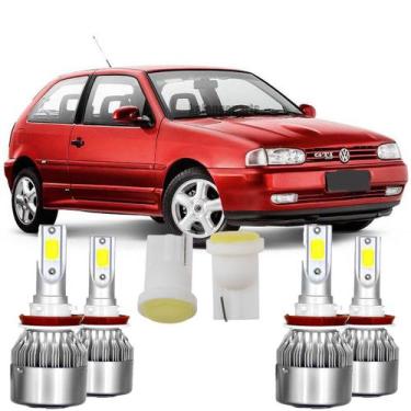 Imagem de Gol Bola Lâmpada Super Led Vw G2 Luz Alta Baixa Milha 6000k + Pingo T1