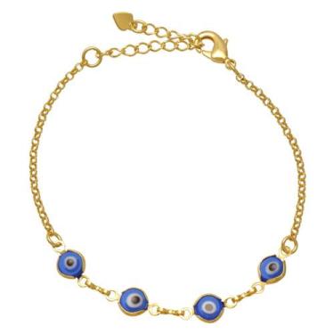 Imagem de Pulseira Pingentes de Olho Grego Folheada em Ouro 18k SoftJoias 