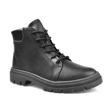 Imagem de Bota Coturno Moleca Casual Solado Tratorado Feminina Preta, Preto, 36