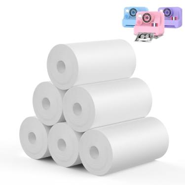 Imagem de Yosfeng Papel para câmera de impressão instantânea infantil - 6 rolos, papel térmico de 57 x 30 mm para desenho e colorir DIY - compatível com câmeras instantâneas infantis, imprime até 720 fotos