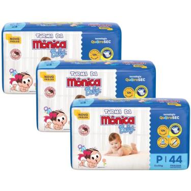 Imagem de Fralda Turma da Mônica Baby Econômica 3 Pacotes Tamanho P Com 44 Unida