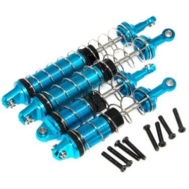 Imagem de Amortecedor compatível com Wltoys 1/12 12428 12429 Parte 12423 FY03 12628 Curso curto Desert Buggy Off-Road Hop-up Rc Carro Full Metal Front Rear Shock Upgrade (azul)