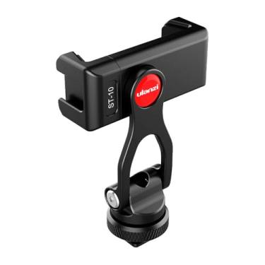 Imagem de Suporte para Telefone Ulanzi com Sapata Fria Reta e Montagem em Tripé - Preto, Alumínio Maciço, Ideal para Fotografia e Vídeo Profissional