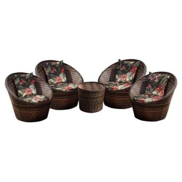 Imagem de Conjunto de Poltronas Fibra Sintética Bola - 4 Poltronas + 1 Mesa Cent