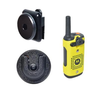 Imagem de Clipe traseiro adaptador de botão redondo suporte de veículo para Motorola Talkabout Radio T400 T402 T460 T461 T465 T480 T500 T600 T605 Substituição para PMLN7220AR PMLN7240 com suporte adesivo de