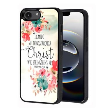 Imagem de ZXHSBROK Projetada para iPhone 16e, capa protetora de borracha antiderrapante moderna com absorção de choque para iPhone 16e (2025) 6,1 polegadas, versículo bíblico com citação cristã Filipenses 4-13