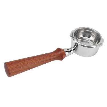 Imagem de Filtro portátil de aço inoxidável sem fundo para máquina de café, alça de orelha dupla, design sem fundo, calibre de 58 mm, para baristas profissionais (F Jacoranda)