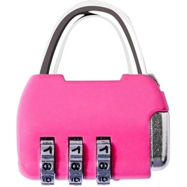 Imagem de Mini cadeado de combinação de 3 dígitos rosa - cadeado de segurança de liga de zinco para armários, bagagem, bolsas de viagem, mochilas e pequenos recipientes de armazenamento - redefinível e colorido