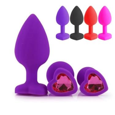 Imagem de Plug Anal Coração Em Silicone Pequeno 7 X 2,8Cm Vida Sexual Intensa Sensações Únicas Prazer Confortável [ROXO]