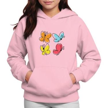 Imagem de Moletom Infantil Canguru Menina Estampa Borboletas - Samcro Vestuário,