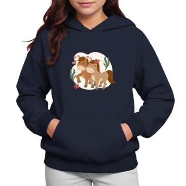 Imagem de Moletom Infantil Canguru Menina Estampa Cavalinhos - Samcro Vestuário,