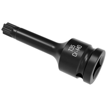 Imagem de Skweawert Chave de 1/5.1 cm T35 (35 mm) Totx soquete de broca de impacto de 6 pontos métrico 7,6 cm comprimento Cr-Mo Steel Air Drive Alongamento Adaptador de soquete de chave de fenda Use com chaves