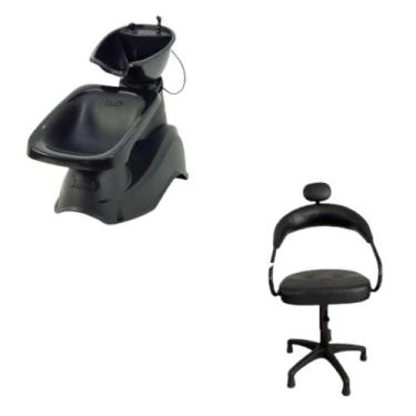 Imagem de Kit Lavatório de Cabelo Grande + Cadeira Salão Cabelereira - HENVIFER