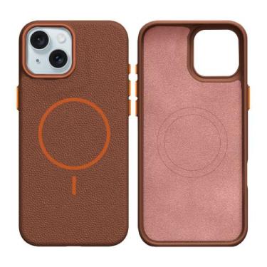 Imagem de Capinha silicone textura de couro para iPhone 15 - GCM CASES, Caramelo