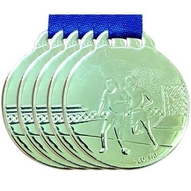 Imagem de Kit 5 Medalhas 3,5cm Futebol Futsal Campeonato Premiação prata