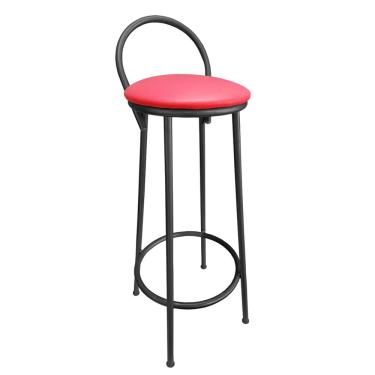 Imagem de Banqueta Alta Drink Estofada de Metal Banco Alto Para Cozinha Bar Balcão Vermelha