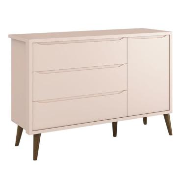 Imagem de Cômoda Infantil Theo 1 Porta Rosa com Pés Amadeirados – Reller