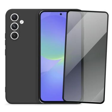 Imagem de Capa Aveludada e Película de Privacidade 3D para Samsung Galaxy A36, Capinha Preta Premium e Película Anti-Espião