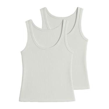 Imagem de Kit com 2 Blusas Feminina Regata Hering N1te, Branco, P