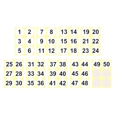 Imagem de PATIKIL Adesivos de 1 a 50 números, 10 cm, etiquetas redondas de vinil consecutivas, adesivos autoadesivos coloridos para organização de caixa de armazenamento, classificação de inventário, branco