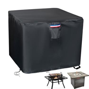Imagem de Topcover Capa Para Fogueira, Mesa De Fogo Externa A Gás Propano Quadrado 38 Polegadas, À Prova D'Água Lareiras Grandes 600D Pátio - 38" X L 28" A, Preta
